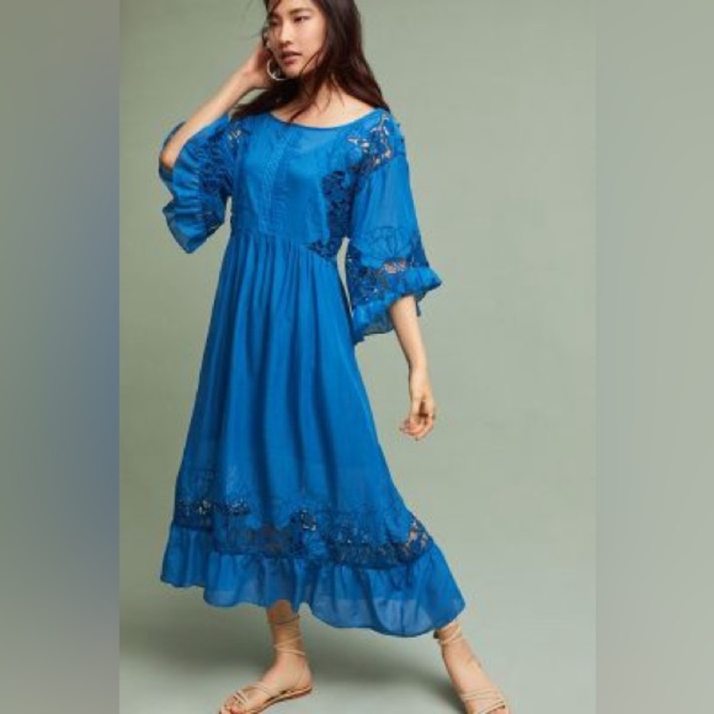 ANTHROPOLOGIE MEADOW‎ FLUTTER-SLEEVE DRESS XS